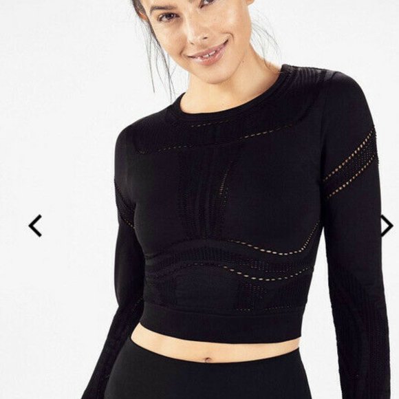 Fabletics Tops - New Fabletics Jaymee Mesh Black Crop Cropped Top